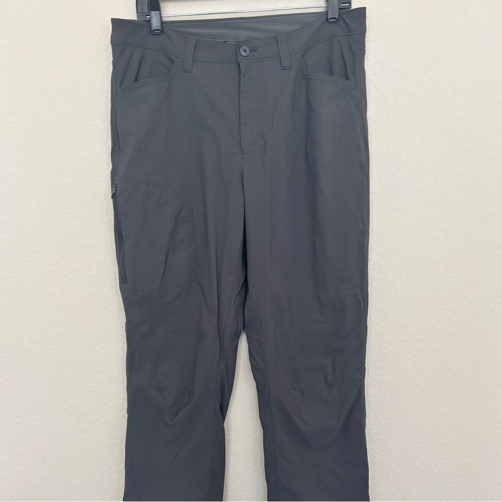 Eddie Bauer Mens Gray Hiking Pants 34x32 Elastic Waistband Straight Leg Nylon